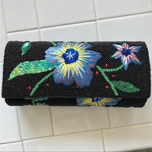 Anthropologie Beaded Floral Clutch